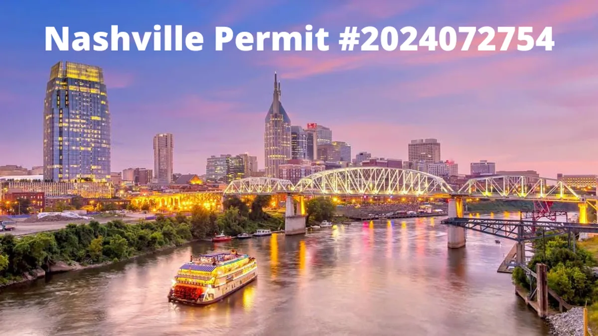 A sweeping view of the Nashville skyline is reflected in the water, with a riverboat and bridges adding local flair. The scene captures the city's energy and the proximity to urban attractions, festivals, and open-air events.